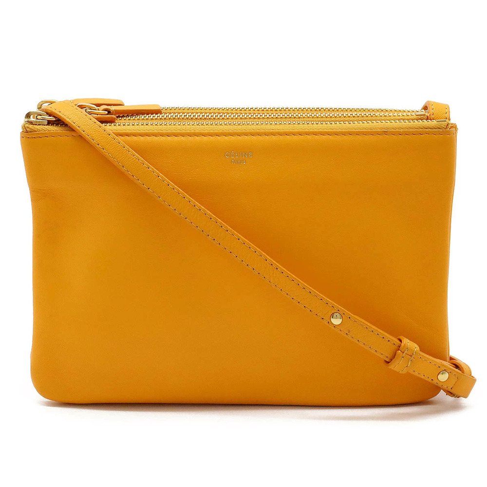 Celine Trio Shoulder Bag Lambskin Leather Orange Yellow